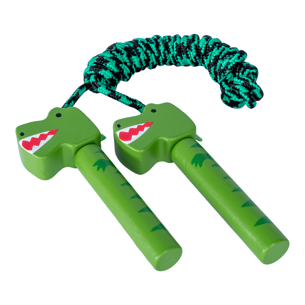 Kids Fun Springtouw speelgoed met houten handvat - geel - 240 cm