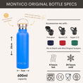 Afbeelding laden in Galerijviewer, MontiiCo Original thermosfles - dubbelwandig RVS - 600ml - vaatwasbestendig - Blueberry blauw Kids Plus