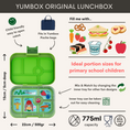 Afbeelding laden in Galerijviewer, Yumbox Original - lekvrije Bento box lunchbox - 6 vakken - Matcha Green / Funny Monsters tray Kids Plus