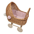Afbeelding laden in Galerijviewer, Poppenwagen rieten kap Roze met pompons Kids Plus