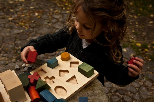 Wooden story Montessori Toy Shape Puzzel Board Rainbow stapelen