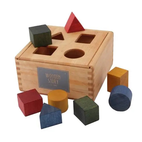 Wooden Story Montessori Toy Shape Sorteerbox Regenboog stapelen