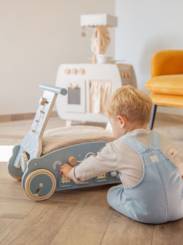 Label Label – 3 in 1 Rocker, Walker and Car – Blue Kids Plus