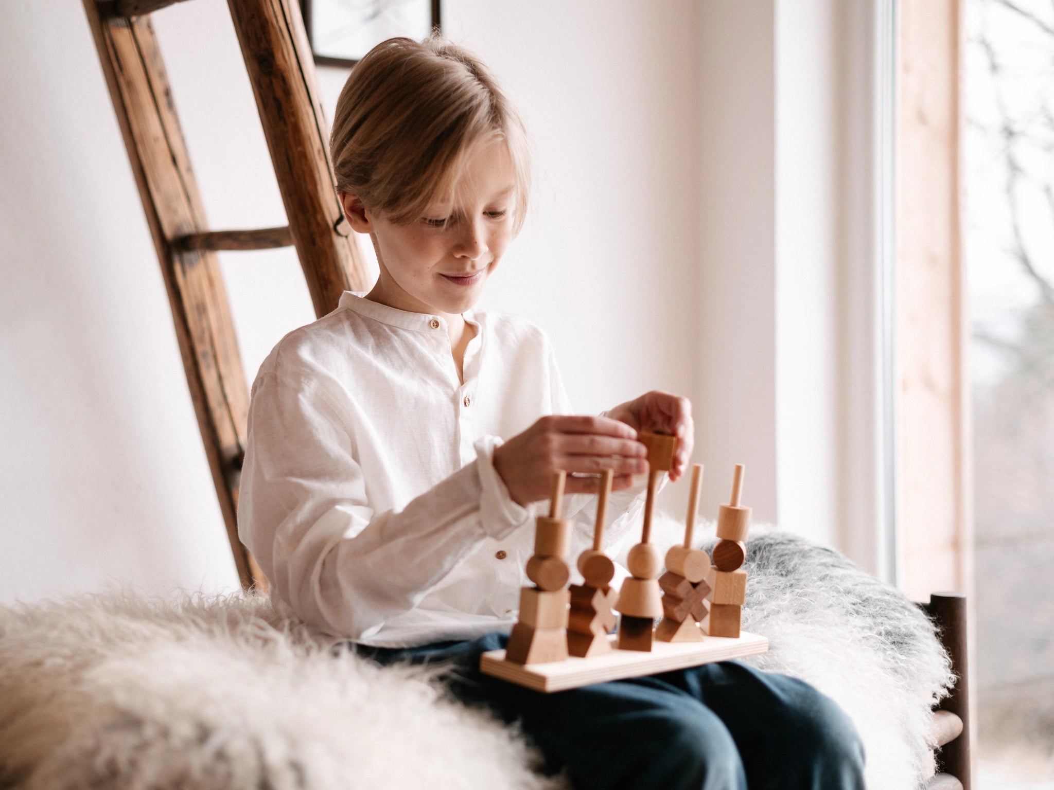 Wooden story Montessori Toy Naturel stapelen