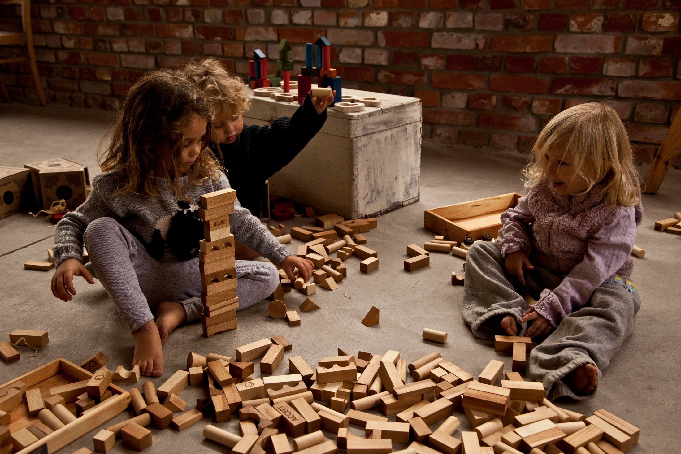 Blokken in Dienblad (30 stuks, Naturel)