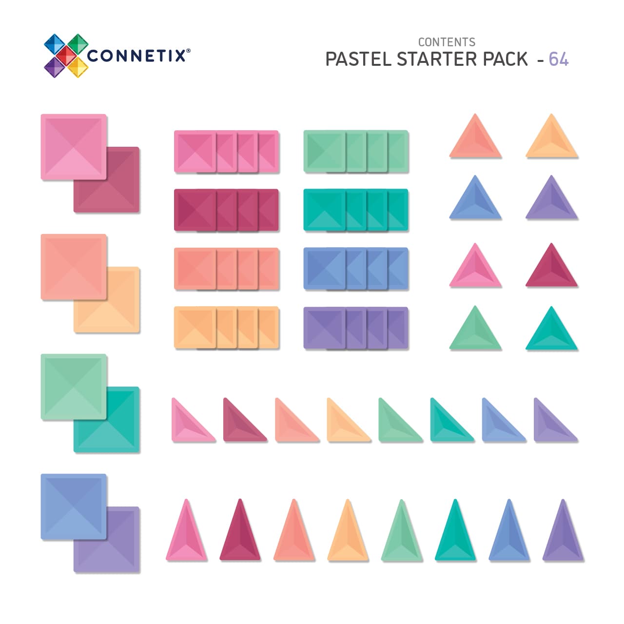 Connetix Pastel Starter Pack 64-delige set