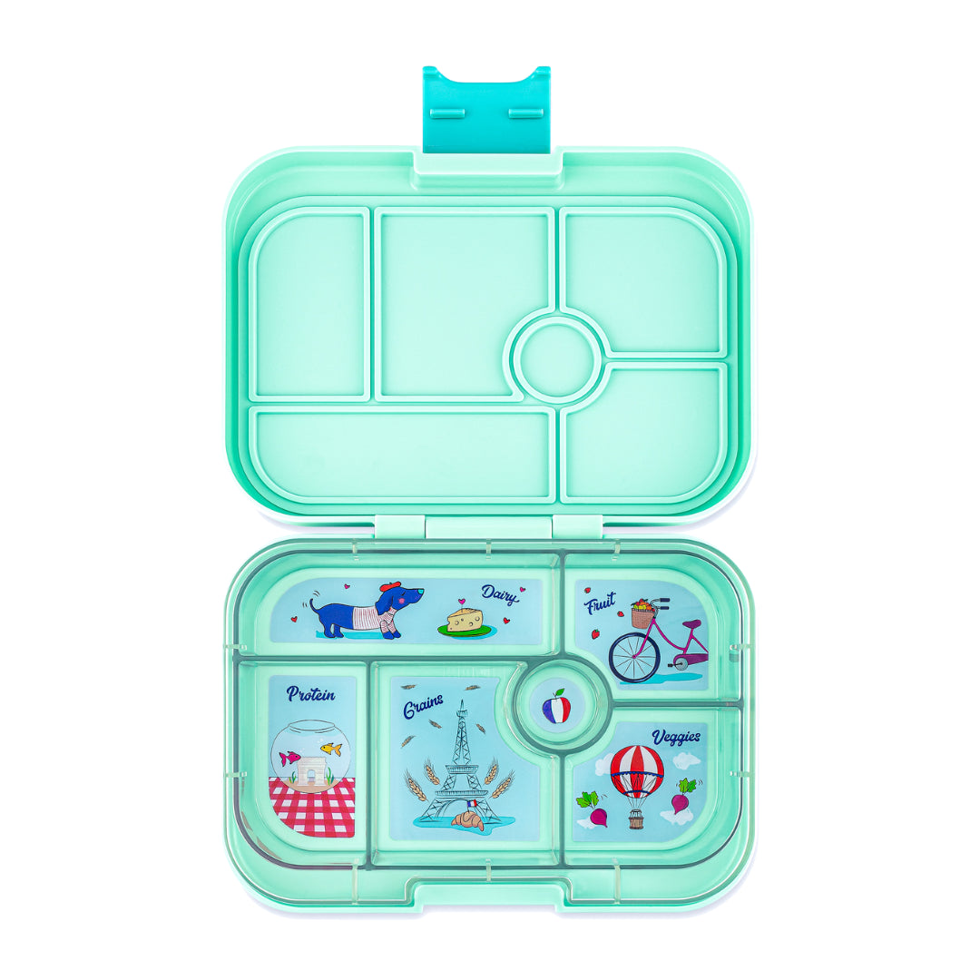 Yumbox Original - lekvrije Bento box lunchbox - 6 vakken - Serene Aqua / Paris tray