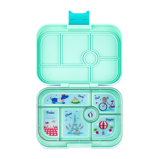 Yumbox Original - lekvrije Bento box lunchbox - 6 vakken - Serene Aqua / Paris tray