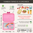 Afbeelding laden in Galerijviewer, Yumbox Tapas XL - lekvrije Bento box lunchbox - 4 vakken - Capri Pink / Rainbow tray
