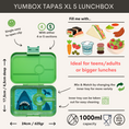 Afbeelding laden in Galerijviewer, Yumbox Tapas XL - lekvrije Bento box lunchbox - 4 vakken - Jurassic Green / Shark tray
