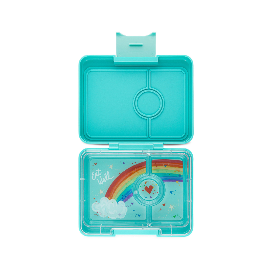 Yumbox Snack - lekvrije Bento box lunchbox - 3 vakken - Misty Aqua / Rainbow tray