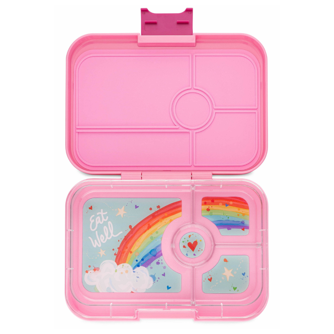 Yumbox Tapas XL - lekvrije Bento box lunchbox - 4 vakken - Capri Pink / Rainbow tray