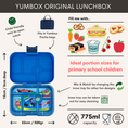 Afbeelding laden in Galerijviewer, Yumbox Original - lekvrije Bento box lunchbox - 6 vakken - Surf Blue / Race Cars tray
