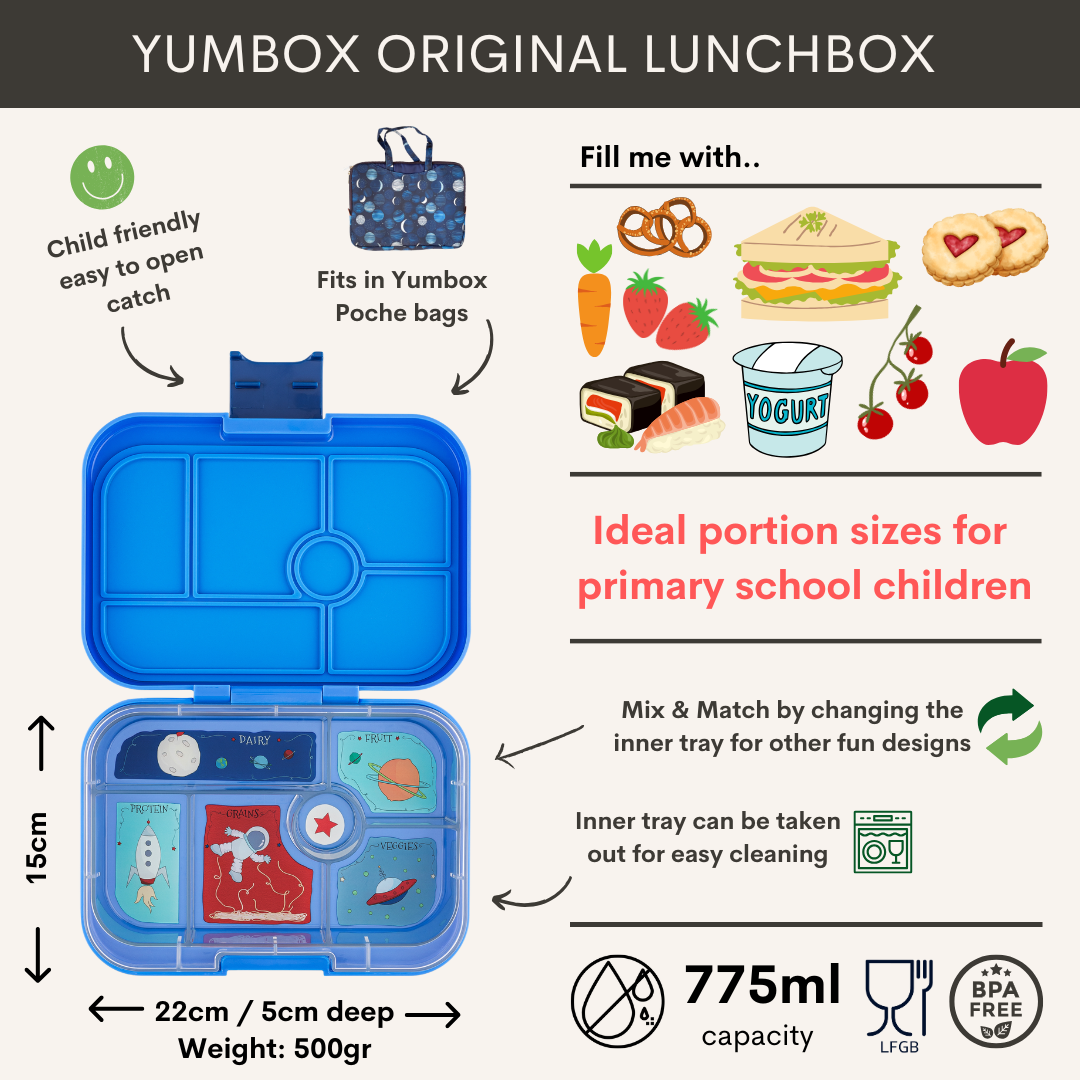 Yumbox Original – Surf Blauw / Raket tray Kids Plus