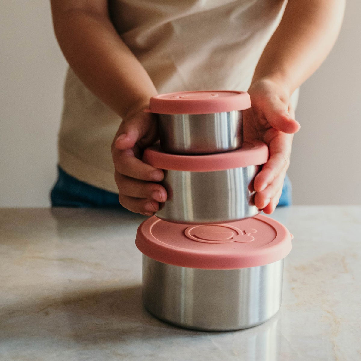 Smikkels RVS Bakjesset – Roze – 3 stuks Kids Plus